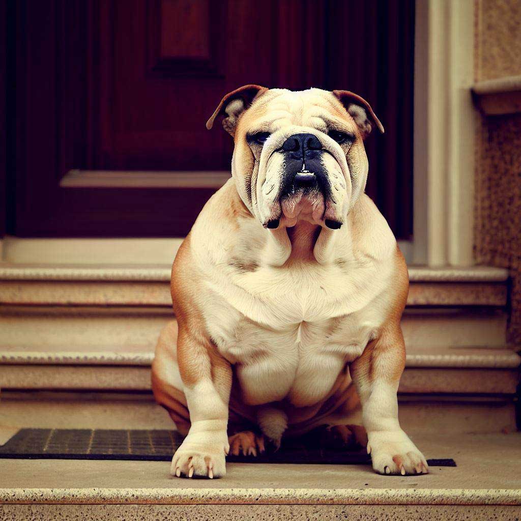 Different Types of Dog Breeds: Bulldog guarding the door