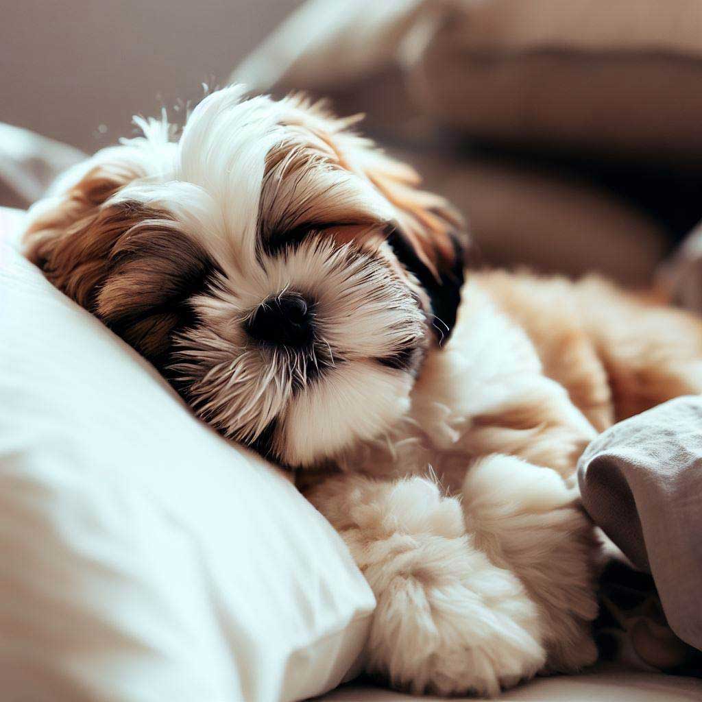 Separation Anxiety in Dogs: Shih Tzu puppy snoozing