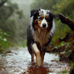 Training Rescue Dogs: Australian Shepherd crossing a creek