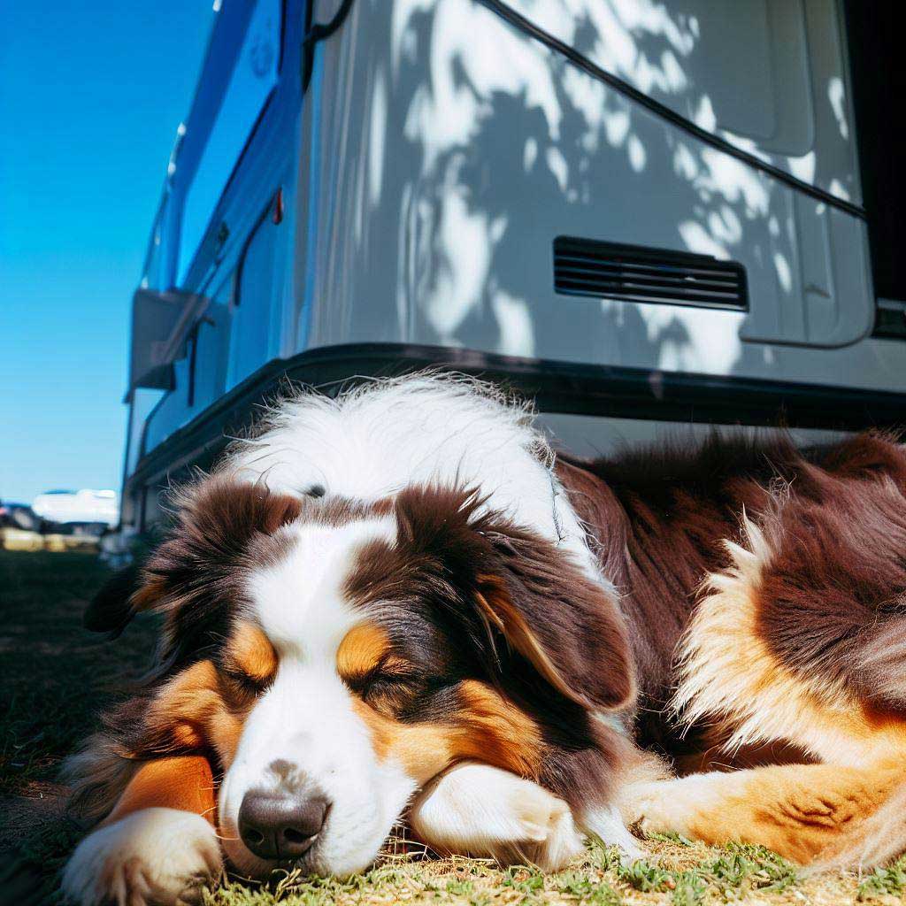 Best Dogs for RV Living: Australian Shepherd napping in the sun
