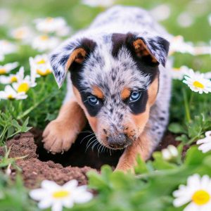 Stop Dog From Digging: Australian cattledog puppy digging a hole