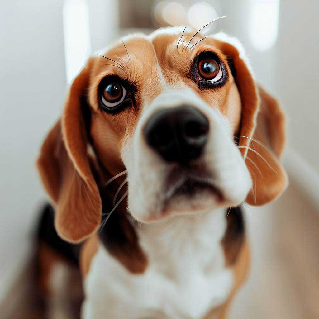 Beagle with cute puppy dog eyes