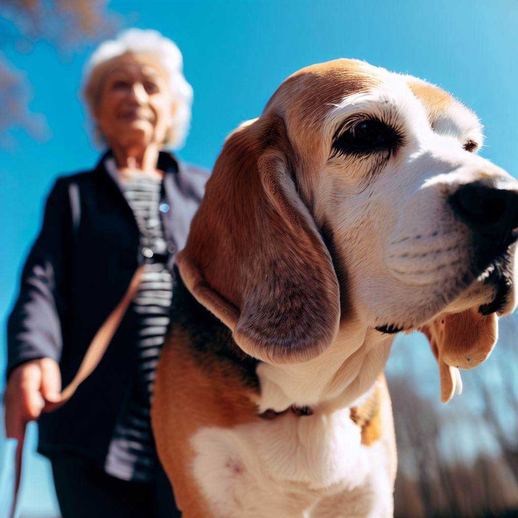 Training Senior Dogs: Beagle on a stroll