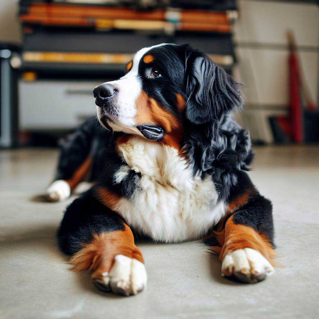Bernese Mountain Dog staying when asked to