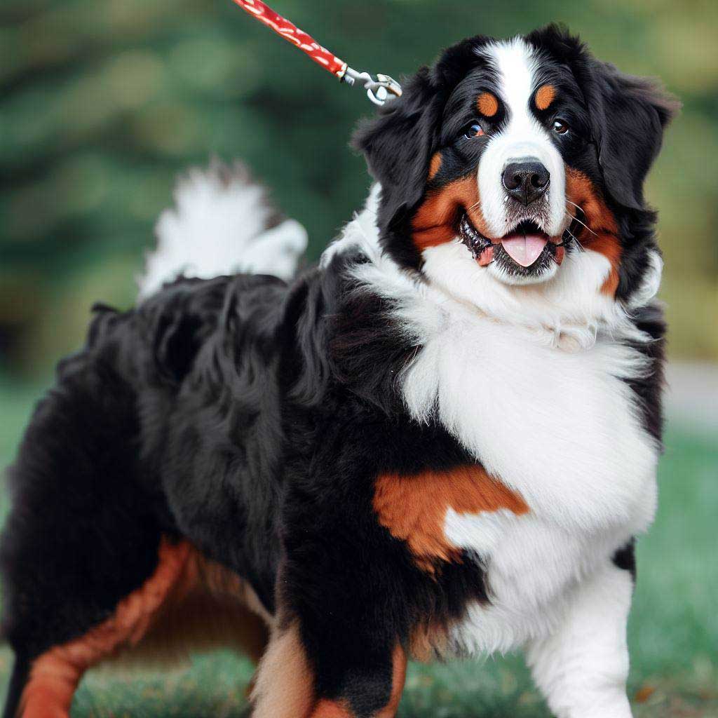How to Use a Clicker to Train a Dog: Bernese Mountain dog on a leash