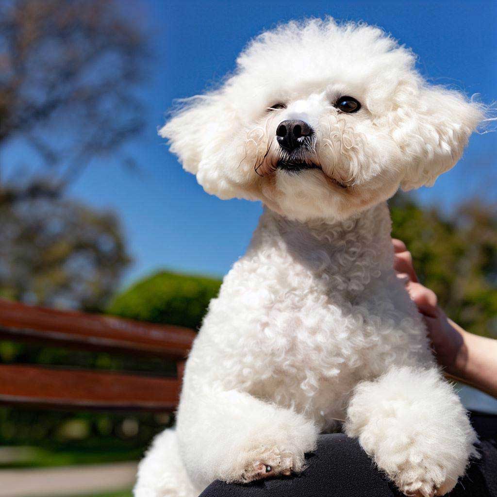 What is the best age to start dog training classes - Bichon Frisé sitting alert on a lap