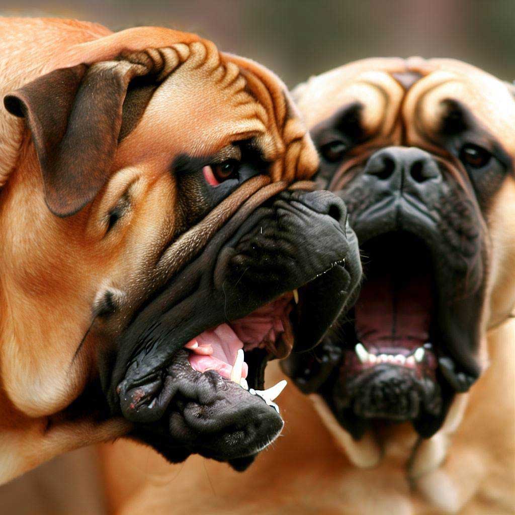 How to Calm an Aggressive Dog: Bullmastiffs growling
