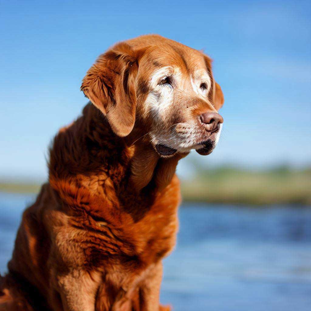 Training Senior Dogs: Chesapeake Bay Retriever sitting by a river