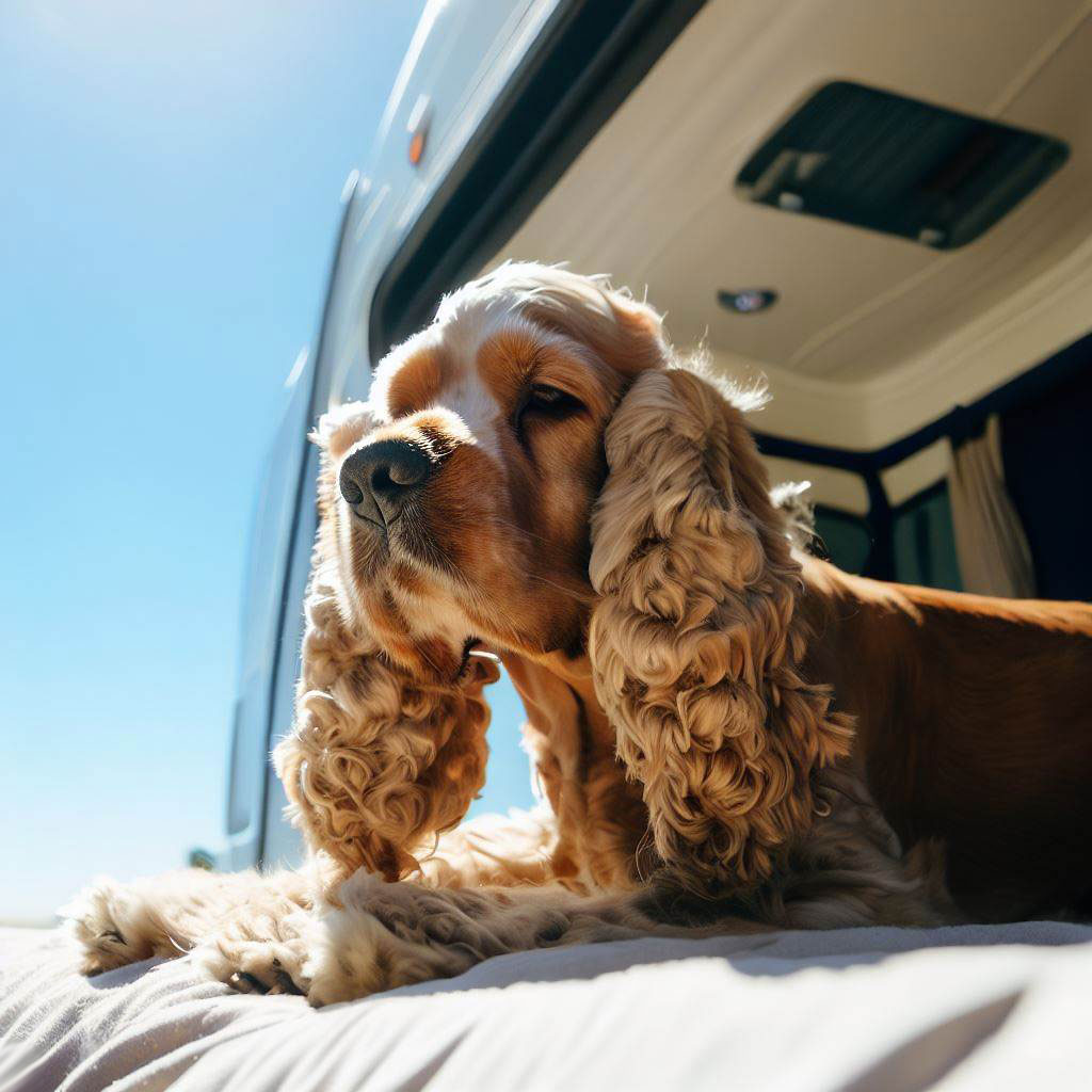 Best Dogs for RV Living: Cocker Spaniel lying on a bed