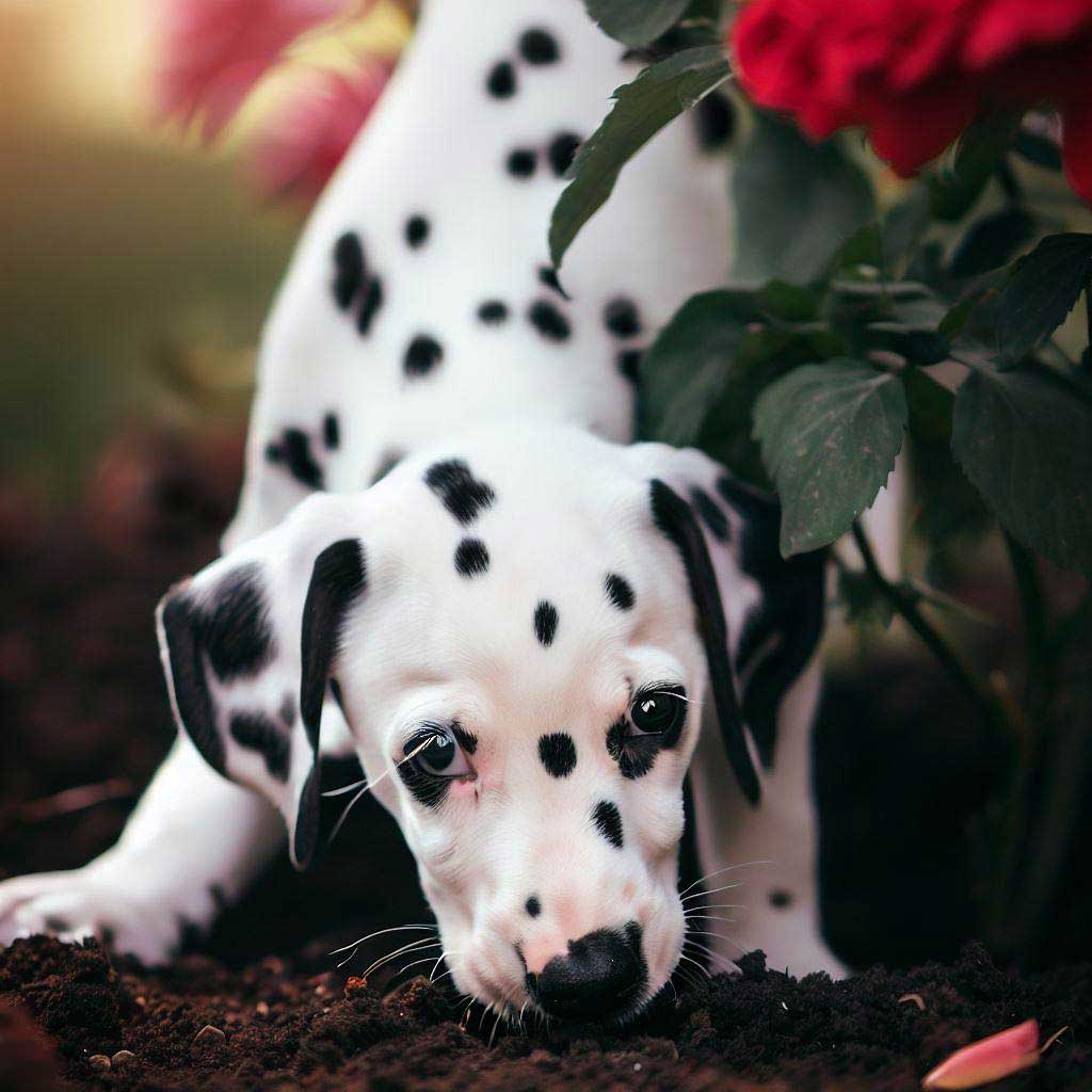 Stop Dog From Digging: Dalmatian puppy about to dig