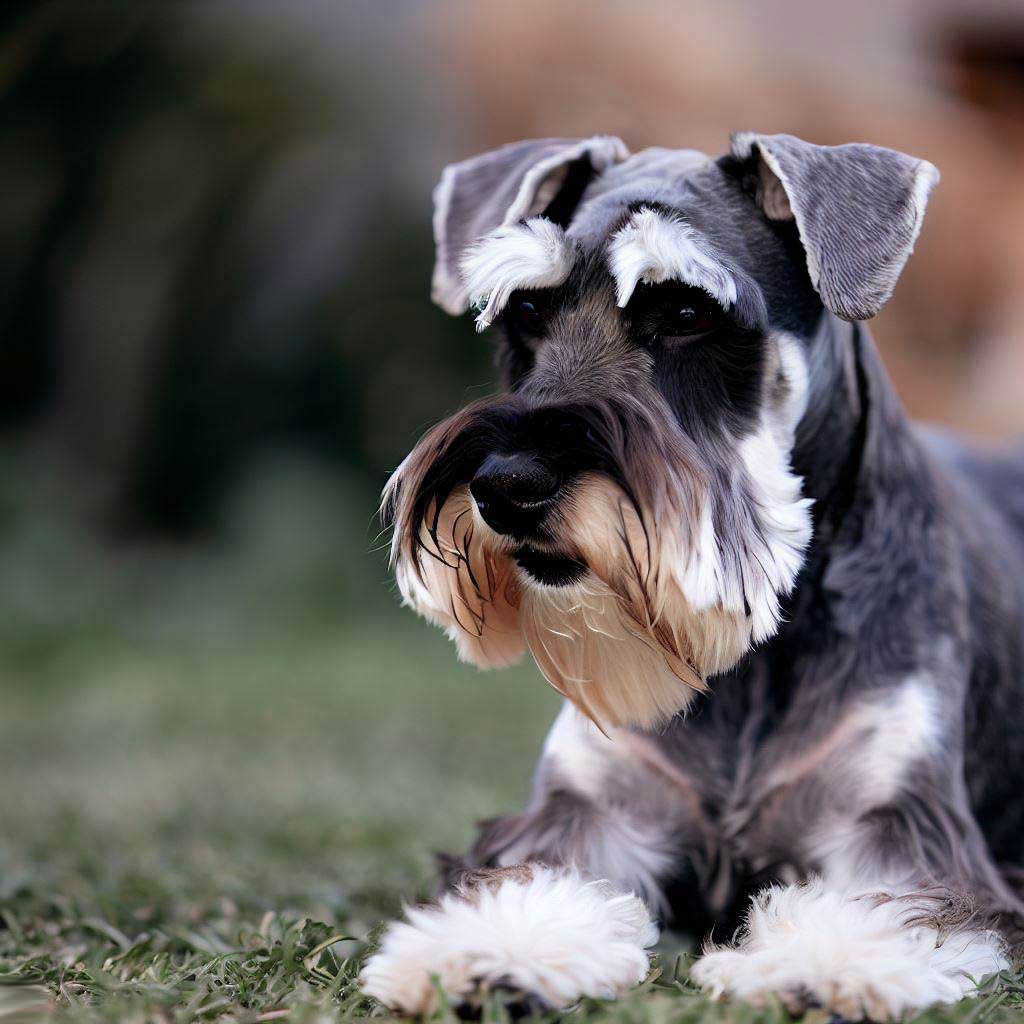 Separation Anxiety in Dogs: Miniature Schnauzer laying down