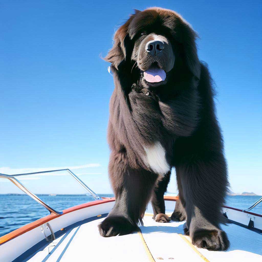 Best Dogs For Boats: Newfoundland on a deck