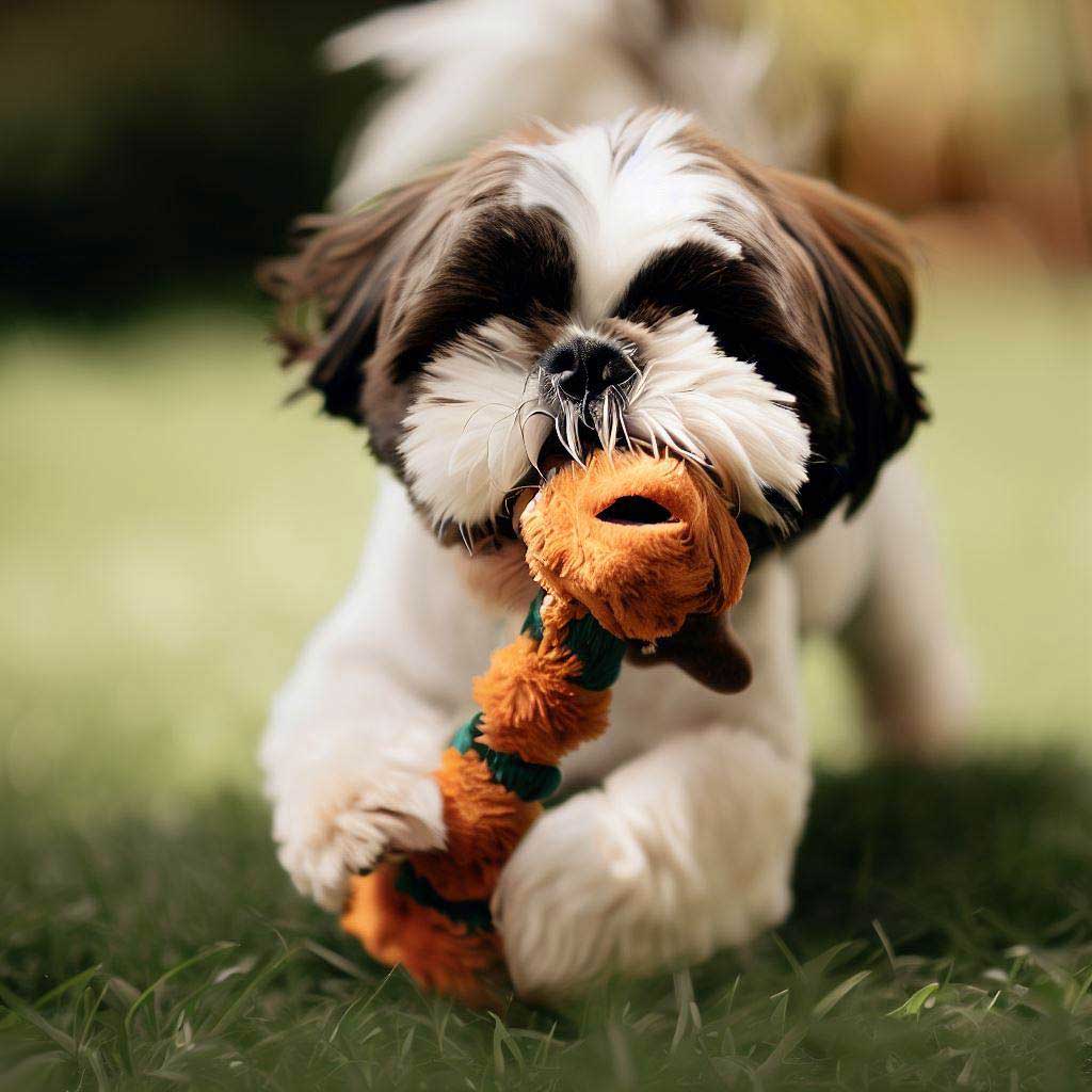 The 5 Golden Rules Of Dog Training: Shih Tzu playing with a tug toy