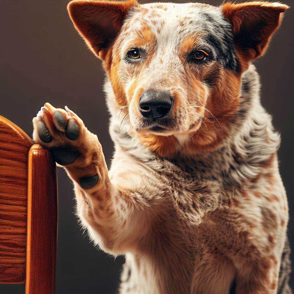 Positive Reinforcement Dog Training: Cattledog giving paw