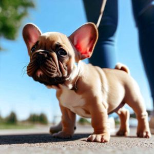 How to Train a Puppy to Walk on a Leash: French Bulldog puppy on a leash walking