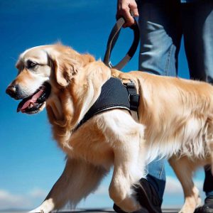How Long Does It Take To Train A Service Dog: Golden Retriever service dog walking