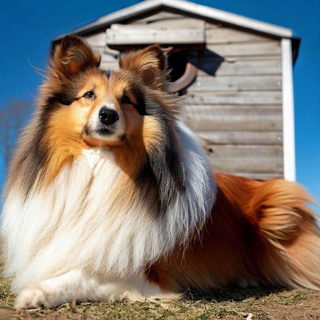 Best Dogs For Chickens: Shetland Sheepdog next to a chicken coop